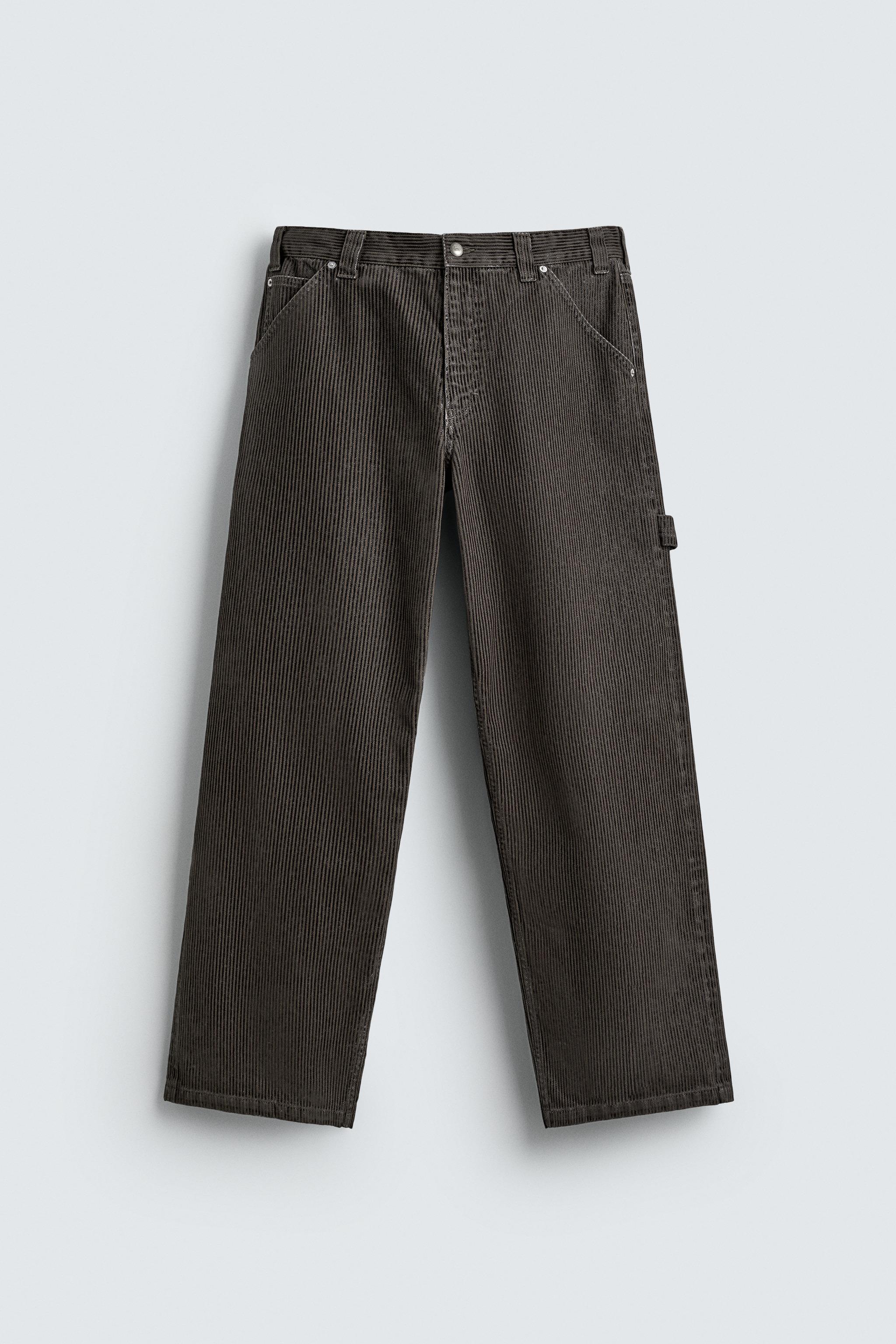 FLOCKED STRIPED RELAXED FIT PANTS